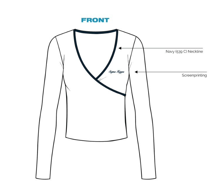 H3G-1641-University of Delaware-sigma kappa-V NECK WRAP LONG SLEEVE TEE