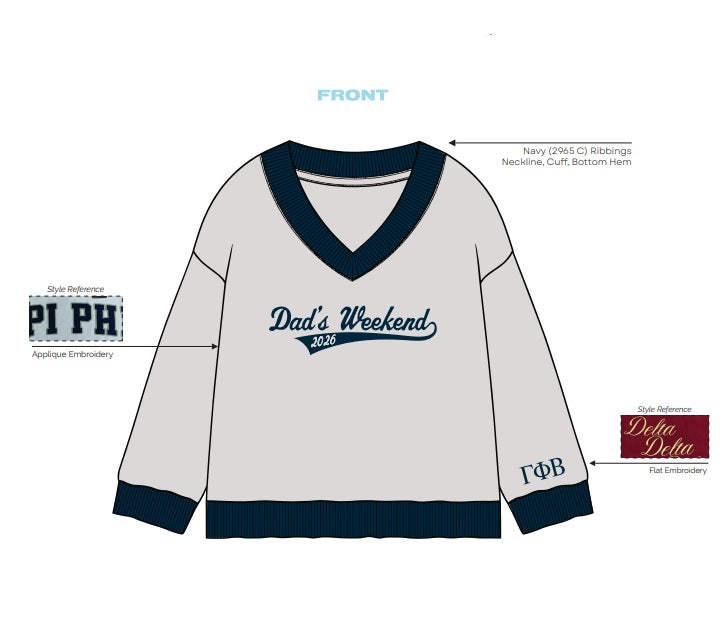 H3G-1849-Indiana University Bloomington-Gamma Phi beta-V-Neck Sweatshirt
