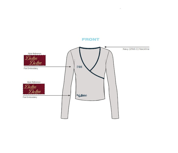 H3G-1849-Indiana University Bloomington-Gamma Phi beta-V-neck Wrap Tee
