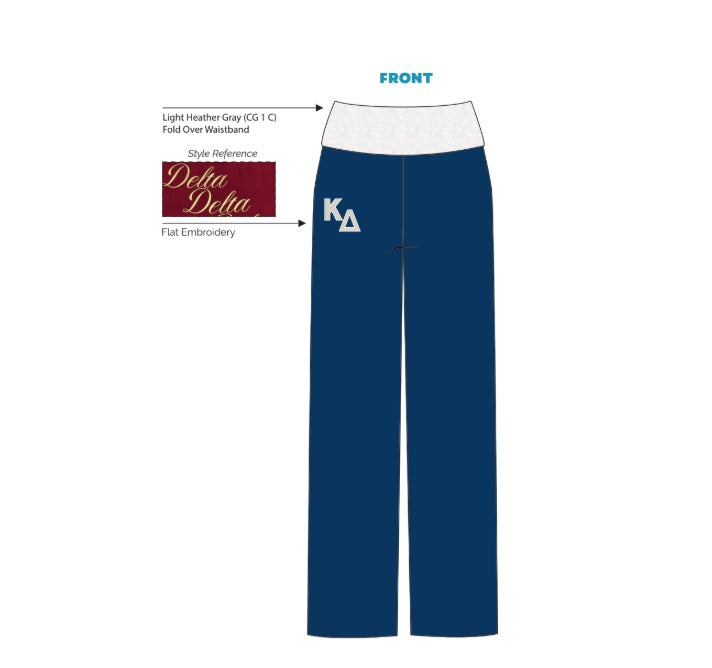 H3G-2941-University of Delaware-Kappa Delta-FOLD OVER WIDE LEG PANTS