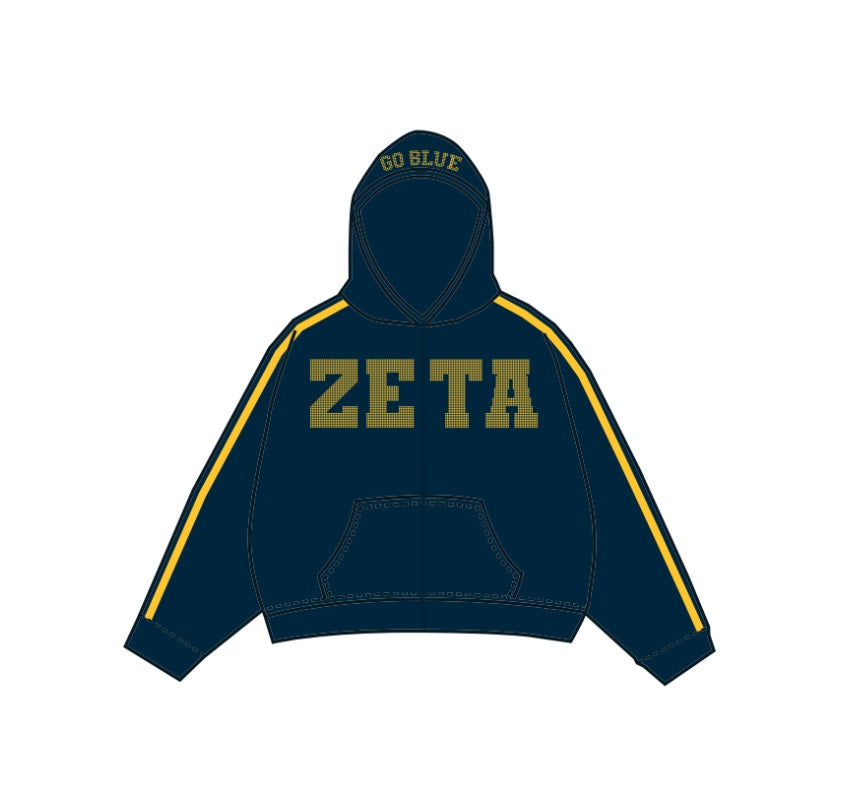 H3G-0817 - University of Michigan - Zeta Tau Alpha Zip Up Hoodie