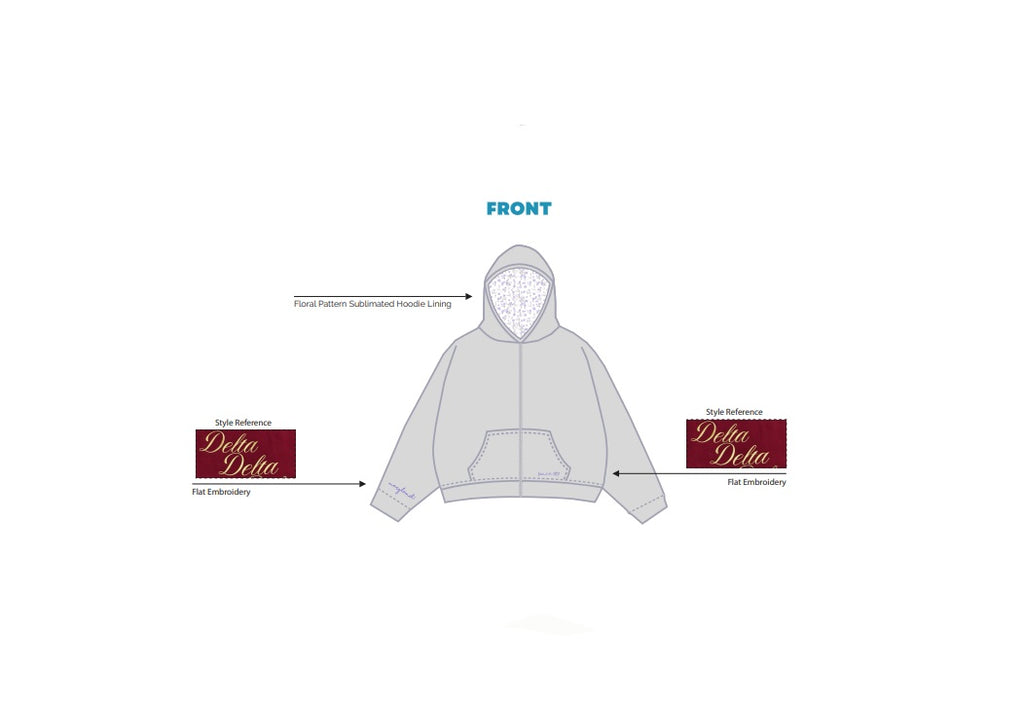 H3G-2822-University of Maryland-Alpha Delta Pi-Zip Up Hoodie